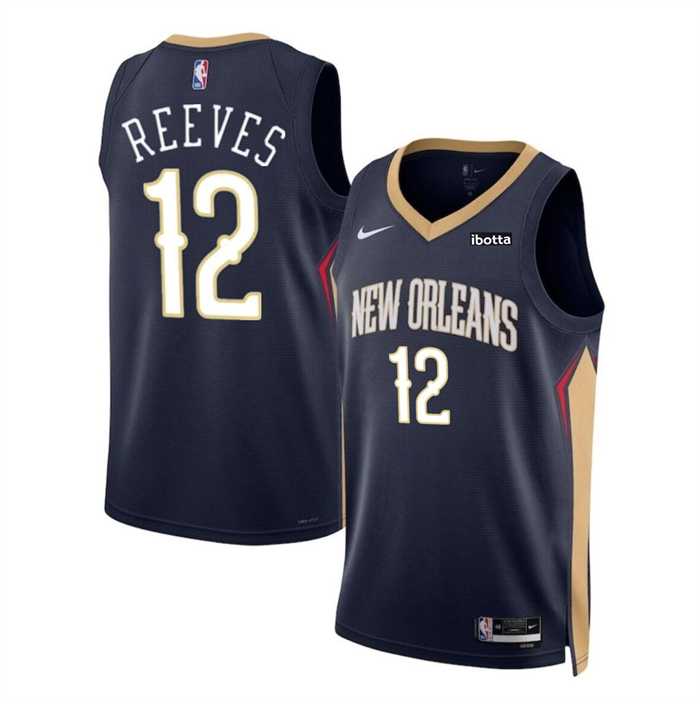Men%27s New Orleans Pelicans #12 Antonio Reeves Navy 2024 Draft Icon Edition Stitched Basketball Jersey Dzhi